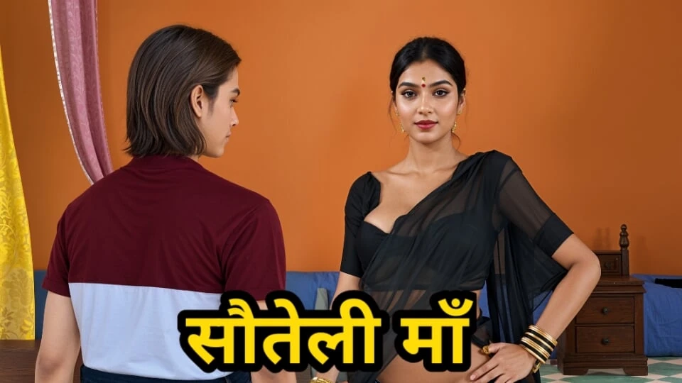 Desi Indian Stepmom Pink Pussy Black Saree The Stepson fell in love with the step mother's ass and fucked her hard